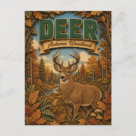Deer Stag Autumn Woodland POPCUT Postkarte