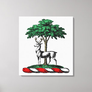Deer Stag by Tree Heraldic Wappen Emblem Leinwanddruck