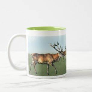 Deer Stag & Herd, Hampshire, England Zweifarbige Tasse