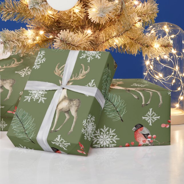 Deer Stag Woodland Weihnachten Geschenkpapier (Feiertage)