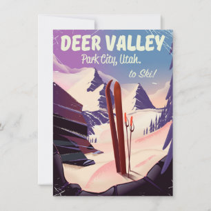 Deer Valley, Park City, Utah, Skireiseplakat. Einladung