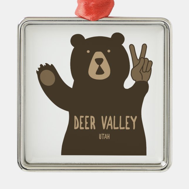 Deer Valley Utah Peace Bear Ornament Aus Metall (Vorne)