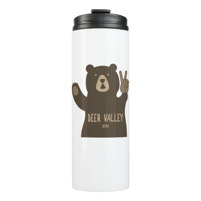 Deer Valley Utah Peace Bear Thermosbecher (Vorderseite)