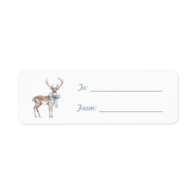 Deer White Blue Bow Christmas (Vorne)