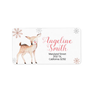 Deer Winter Snowflakes ONEderland Geburtstagsadres Adressaufkleber