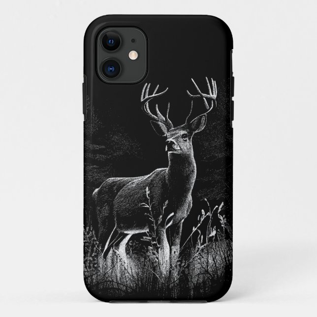 Deer with antlers framed by field and tree     Case-Mate iPhone hülle (Rückseite)