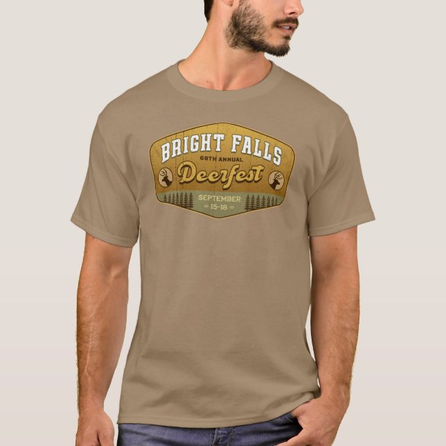 Deerfest Bright Falls Emblem-Geschenk T-Shirt (Vorderseite)