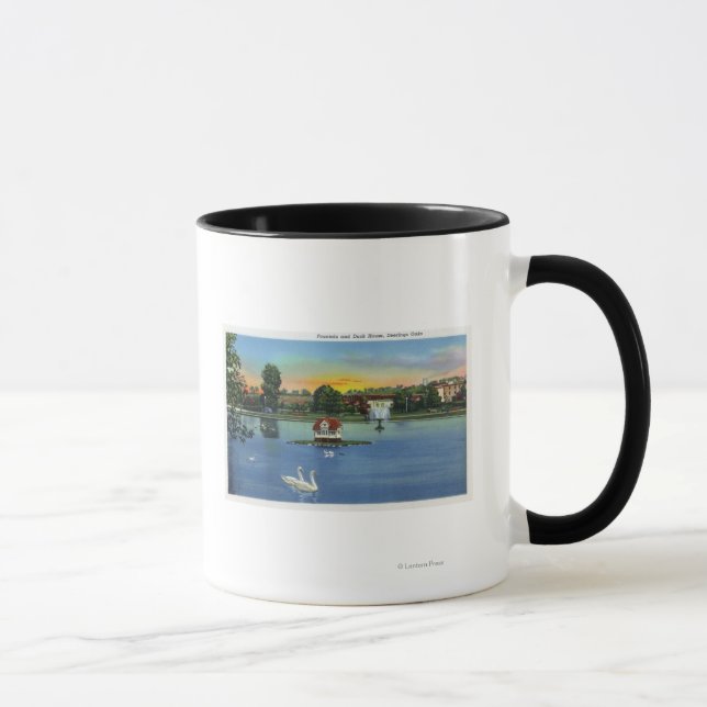 Deering Oaks Fotain und Duck House View Tasse (Rechts)