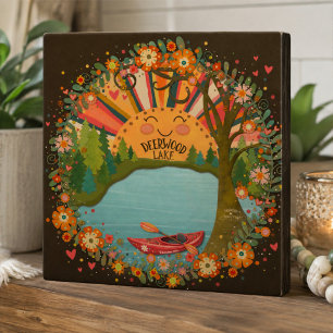 Deerwood Lake Floral Kajaks Farbige Plakette Fotoplatte