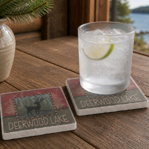 Deerwood Lake' Inspirivity Hirsche Kiefernbäume Steinuntersetzer