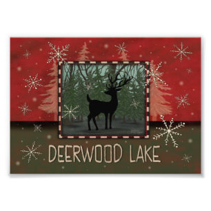 Deerwood Lake Inspirivity Rustic Trees Deer Fotodruck