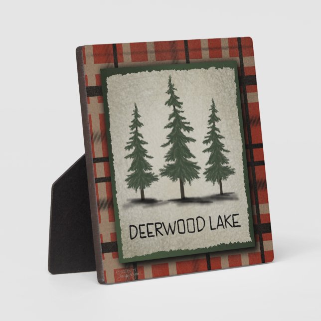 Deerwood Lake Pines Rustikale Inspirivity Plaque Fotoplatte (Vorderseite)