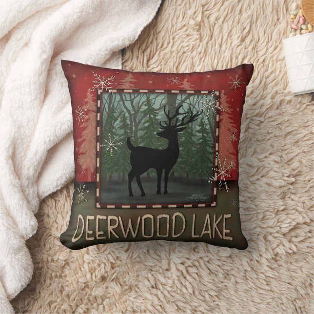 Deerwood Lake Rustic Dei Pine Inspirivity Pillow Kissen (Decke)