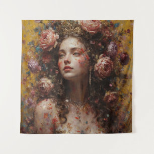 Déesse Fleur Dorée – Tapisserie Carrée d'Art