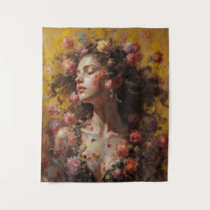 Déesse Florale de Rêve – Tapisserie Murale Romanti