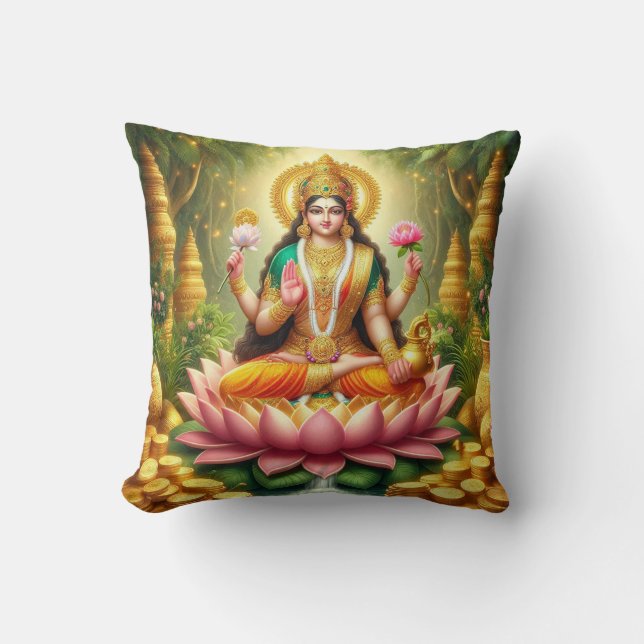 Déesse hindoue Lakshmi / Laxmi Coussin avec design (Recto)