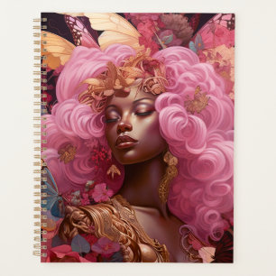 Déesse noire en rose et or