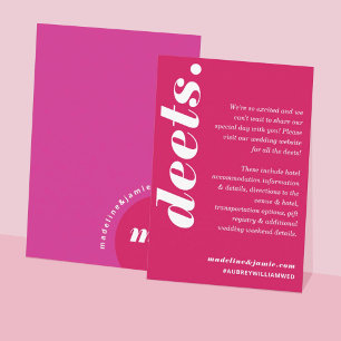 Deets Modern Minimal kühl Rosa Magenta Fun Retro Begleitkarte