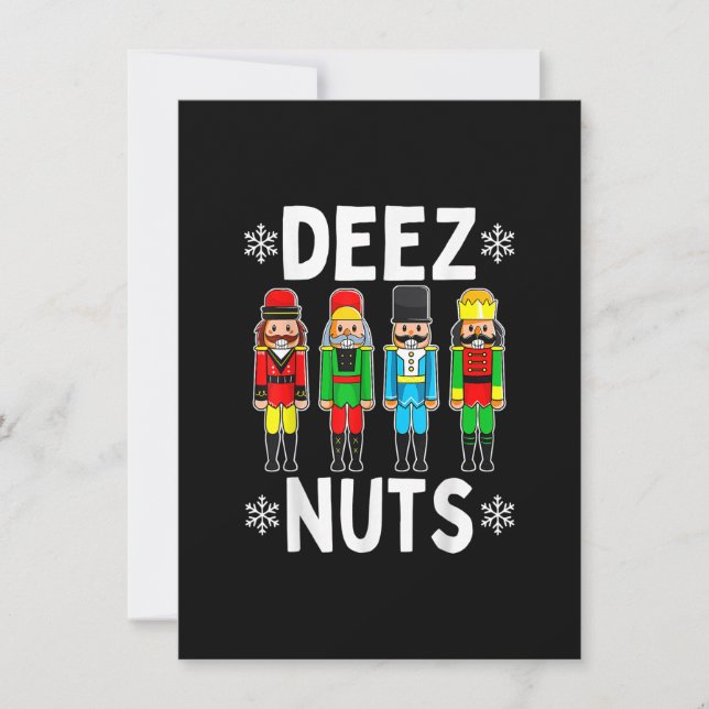 Deez Nuts Funny Nutcracker Weihnachtsmäeme Einladung (Vorderseite)