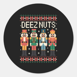 Deez Nuts Lustiger Weihnachts-Nussknacker Xmas-Fei Runder Aufkleber