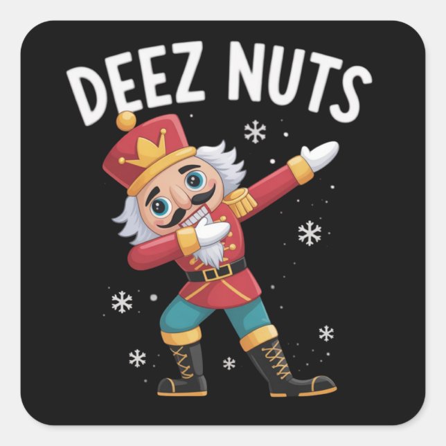 Deez Nuts Nutcracker Nut Funny Christmas  Quadratischer Aufkleber (Vorderseite)