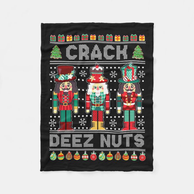 Deez Nuts Nutcracker Spaß Ugge Weihnachten Weihnac Fleecedecke (Vorderseite)