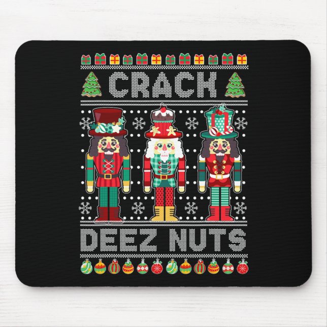 Deez Nuts Nutcracker Spaß Ugge Weihnachten Weihnac Mousepad (Vorne)