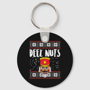 Deez Nuts Nutcracker Spaß Ugly Christmas Meme Gesc Schlüsselanhänger