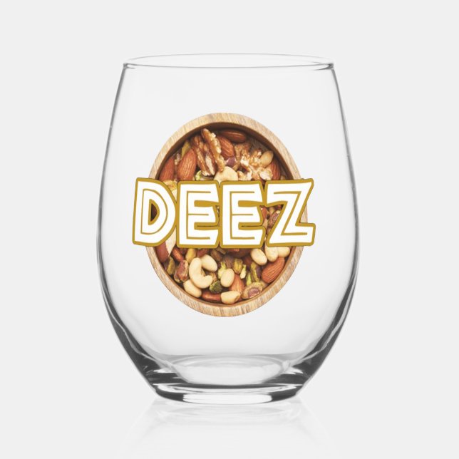 Deez Nuts Weinglas Ohne Stiel (Vorderseite)
