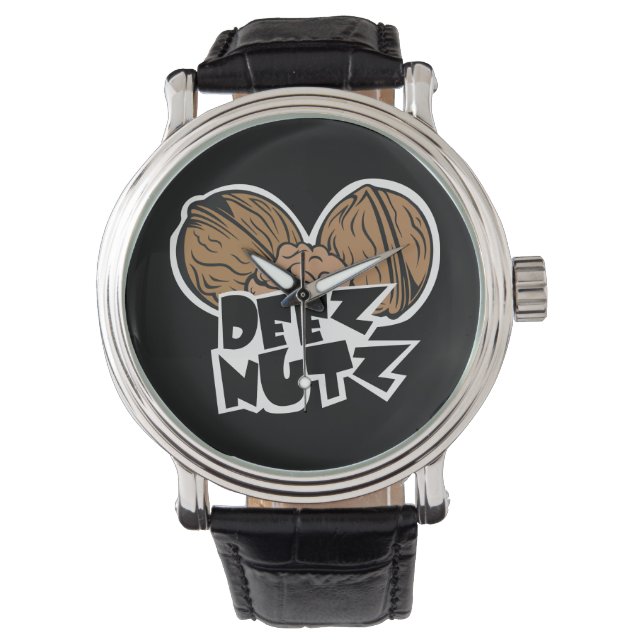 Deez Nutz Funny Illustration Armbanduhr (Vorderseite)