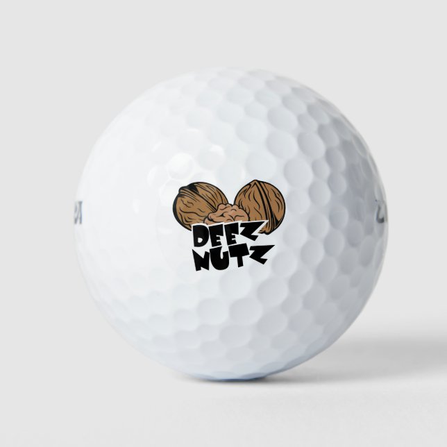 Deez Nutz Funny Illustration Golfball (Vorderseite)