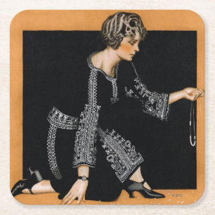 Defekte Perlen-Halskette Rechteckiger Pappuntersetzer