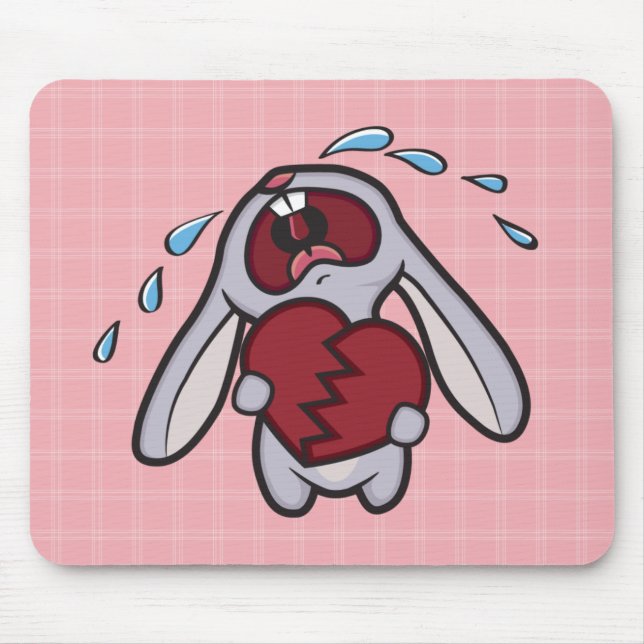 Defektes Hearted Häschen auf rosa Karos Mousepad (Vorne)