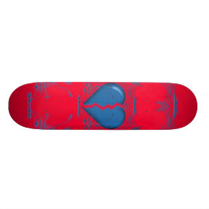 Defektes Herz/Stammes- Skateboard (rot u. blau)