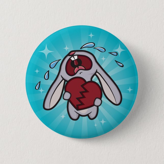 Defektes herziges Häschen mit blauem Button (Vorderseite)