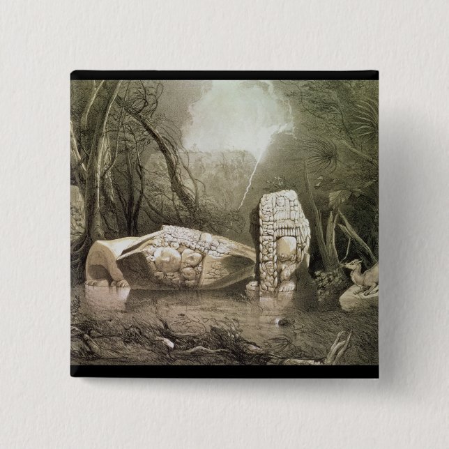 Defektes Mayaidol bei Copan, Guatemala Button (Vorderseite)