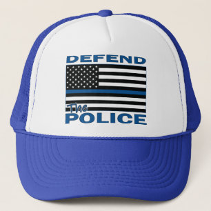 DEFEND-POLICE-Blue Line-Flag Truckerkappe