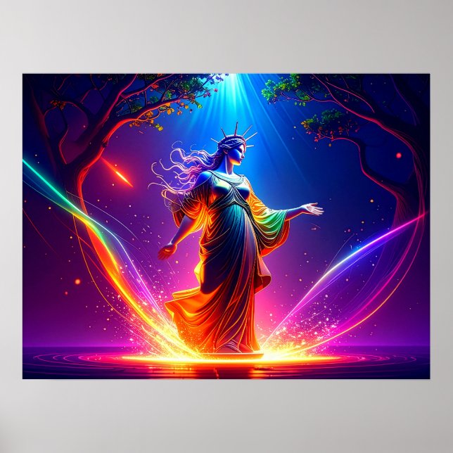 Defender of Democracy Lady Liberty Warrior Goddess Poster (Vorne)