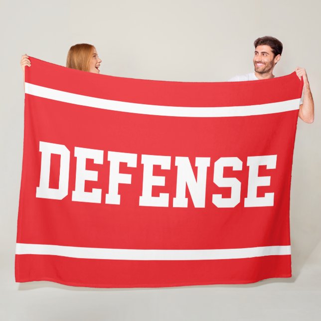 DEFENSE Athletic Weiße Textstreifen auf Hellrot Fleecedecke (Beispiel)
