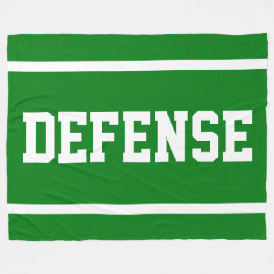 DEFENSE Athletik Weiß Text Streifen auf Turf Grün Fleecedecke
