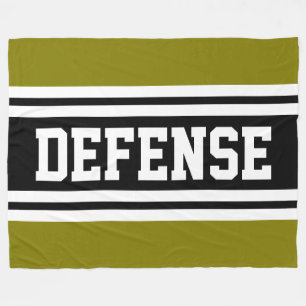 DEFENSE Golden Olive Schwarz Weiß Rennstreifen Fleecedecke