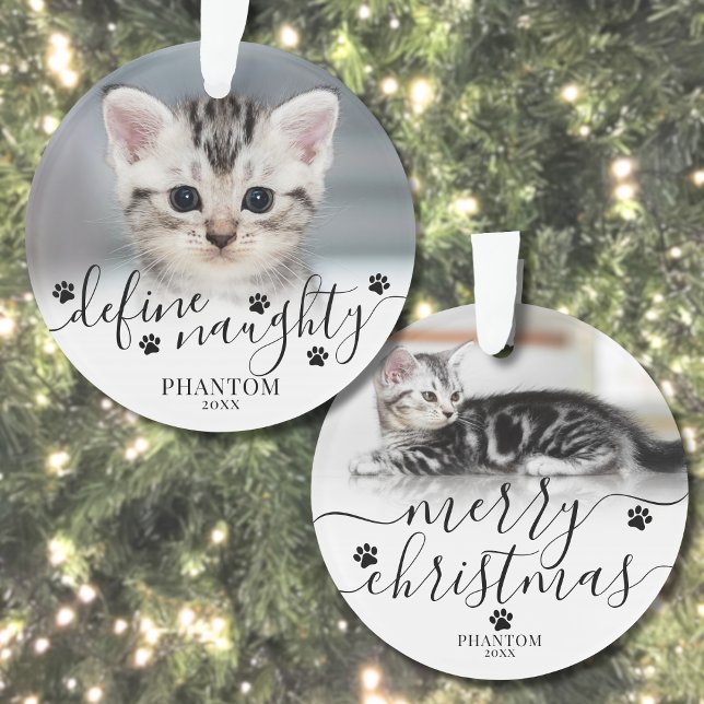 Définir une photo de chat coquin pour Noël (Pet Define Naughty Cat Photo Christmas Ornament)