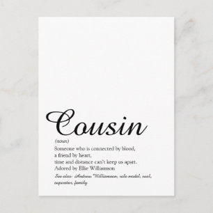 Definition Cousin Elegant Script Postkarte