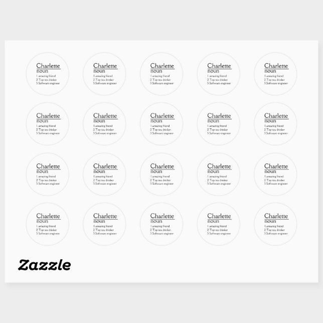 Définition de nom personnalisée Sticker rond class (Feuille)