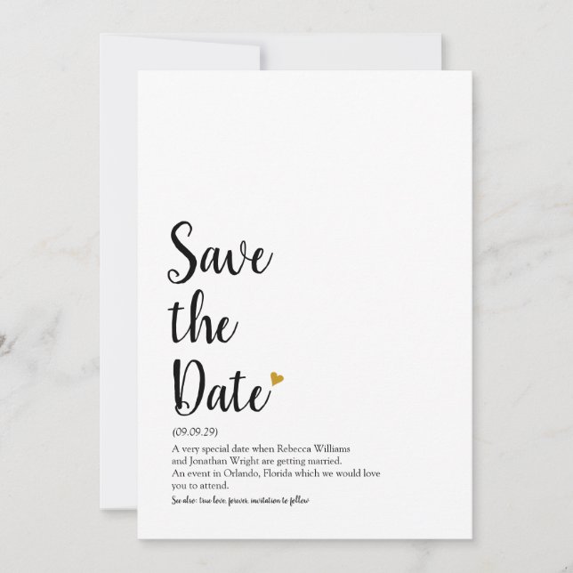 Définition de Save the Date Script Cœur d'Or (Devant)