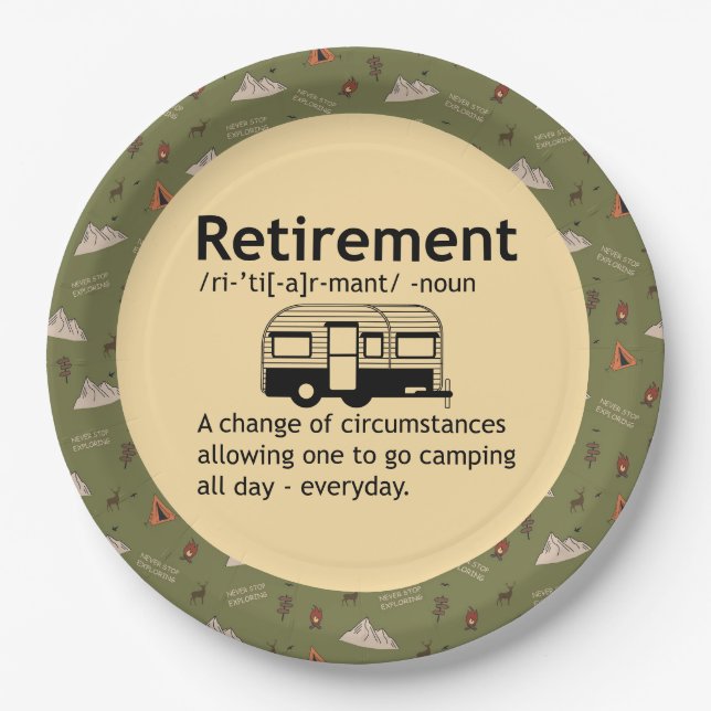 Definition der Camping-Rente Pappteller (Vorderseite)