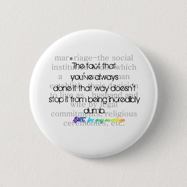 Definition der Heirat-LGBT für homosexuelle Ehe Button (Vorderseite)