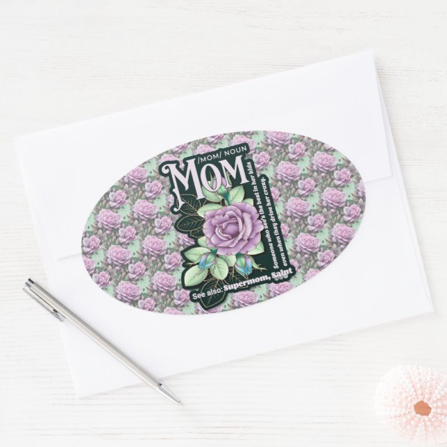Definition der Mama für Blumen über Printmedien Ovaler Aufkleber (Umschlag)