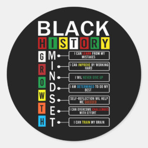 Definition der Wachstumsmentalität Cool Black Hist Runder Aufkleber