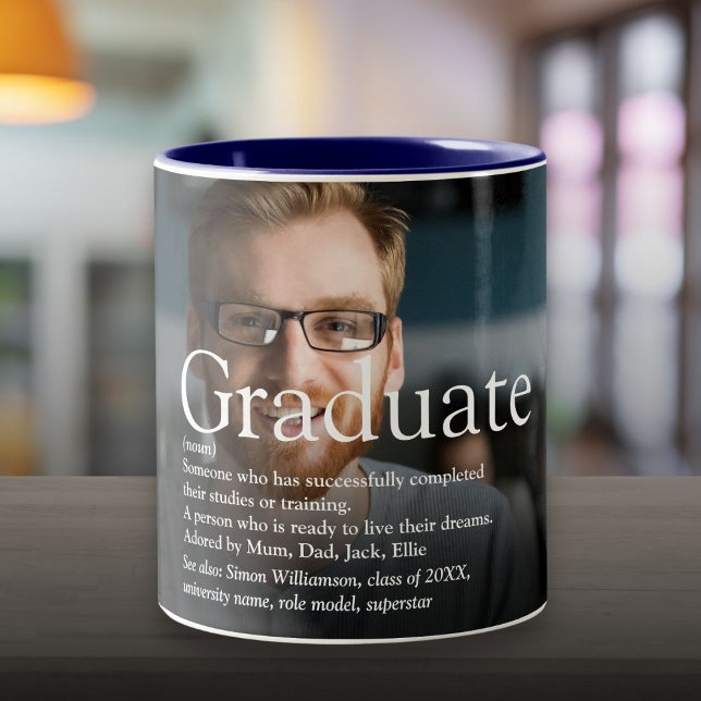 Definition des Begriffs "personalisiertes Foto" Zweifarbige Tasse (Personalized Photo Graduate Definition Two-Tone Coffee Mug)